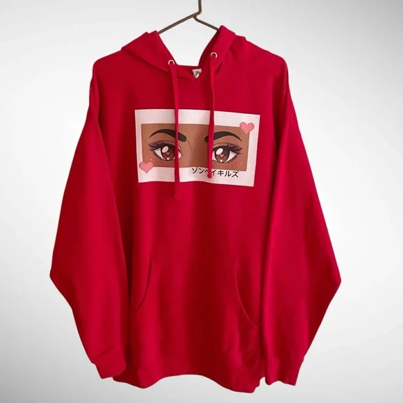 Independent Trading Company Pullover Drawstring Hoodie Eyes Graphic Long Sleeves - Picture 1 of 7